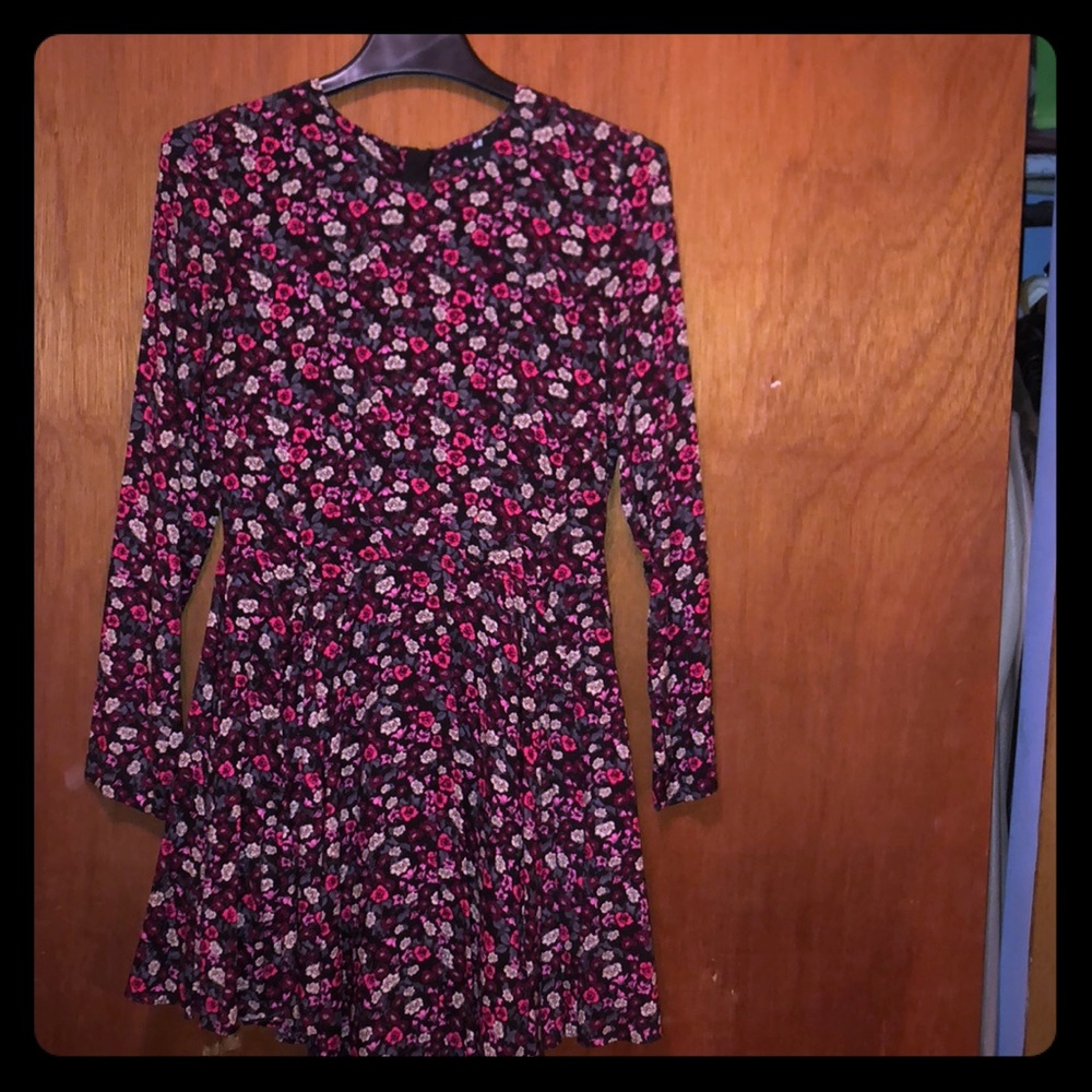 H&M pink and black floral dress